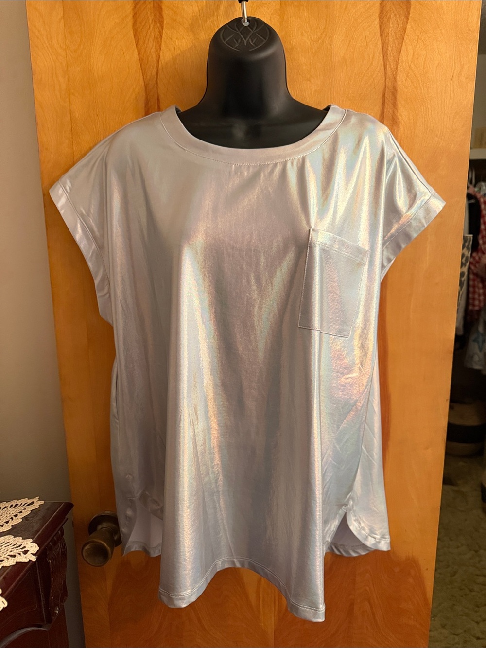 JODIFL Iridescent Silver Shine Tank Top
